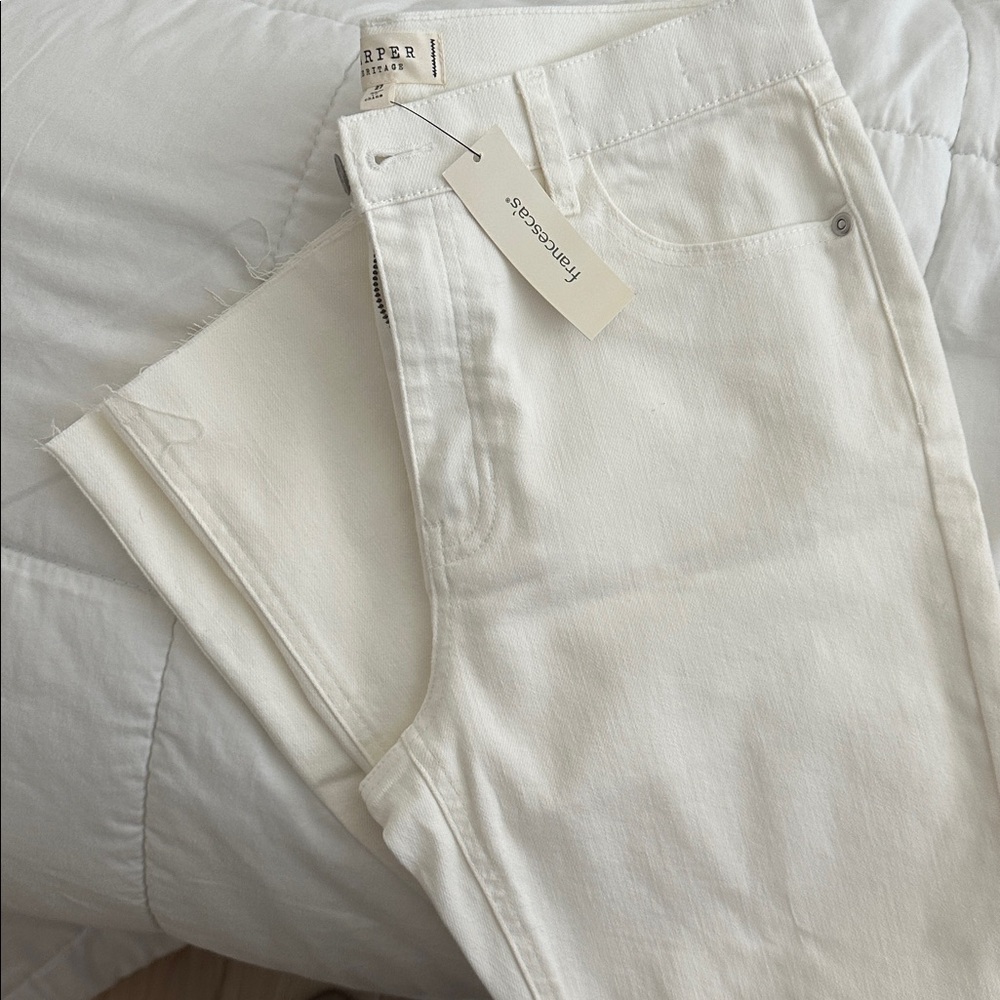 Heritage Cream High Rise Kick Crop Jeans